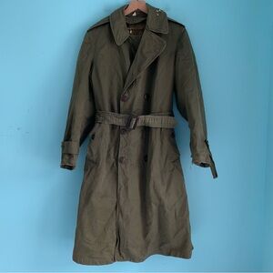 Vintage Army Surplus Canvas Wool Liner Green Trench Coat S Grunge Military